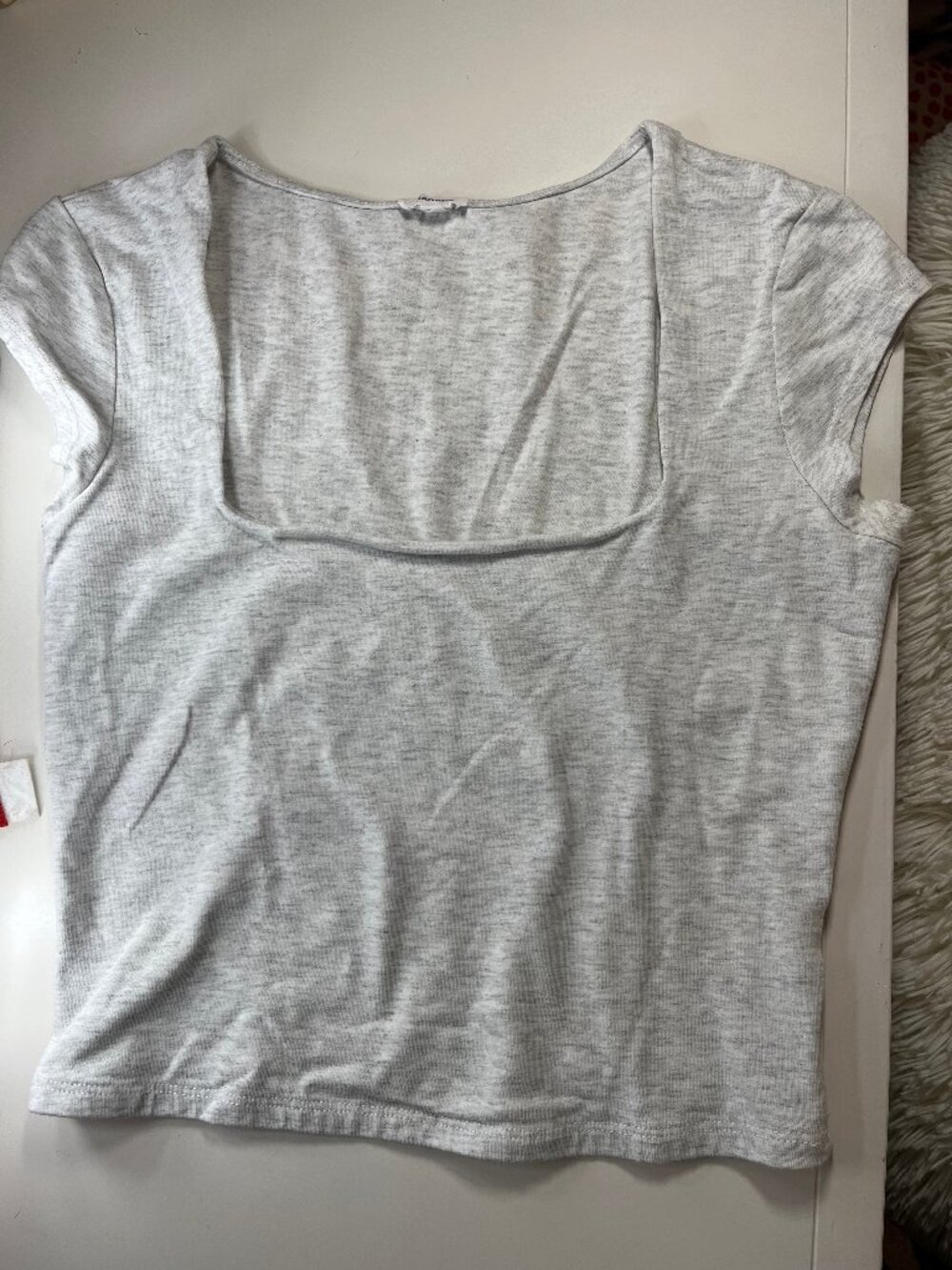 Garage Square Neck Tee Light Grey